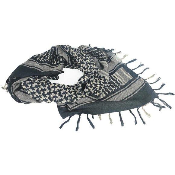 ⚡Men Black Camel 100% Cotton Military Shemagh Desert Keffiyeh Scarf Wrap - Picture 2 of 7